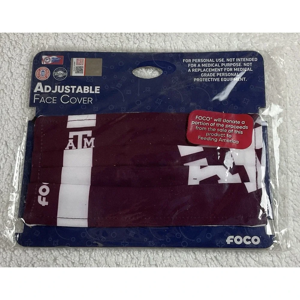 Texas A&M Aggies NEW FOCO Adjustable Face Cover Mask COLLEGIATE LICENSE PRODUCT